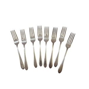 8 Holmes & Edwards May Queen Silverplate Salad Forks 1951 IS Vintage Flatware